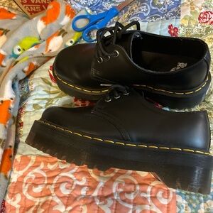 Dr. Martens Black Leather Shoes Quad Platform
